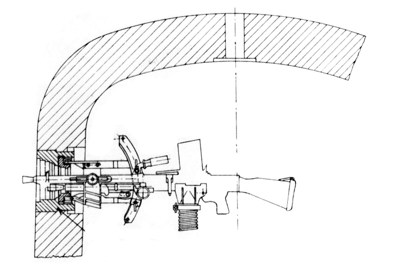 Denkschrift 1941 — montážní systém lehkého kulometu vz. 26 v pancéřovém zvonu AJ/N pro blízkou obranu (public domain, amtliches Werk, OKH)