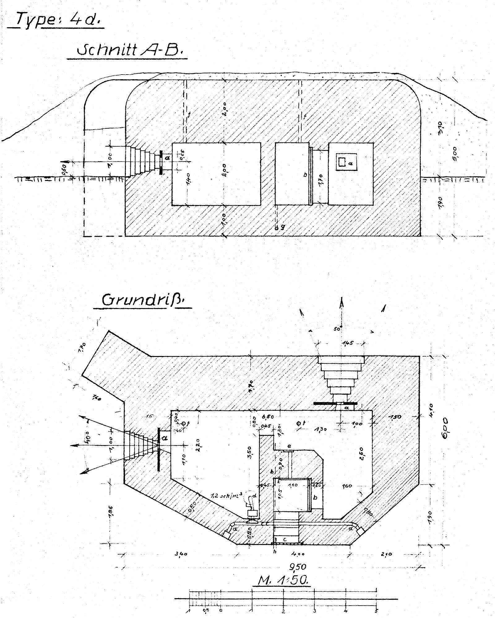 LO vz. 37 typ B — detail cvičné úpravy: osazení desek 422P01 a zazdění pozorovacího průzoru (Bundesarchiv)